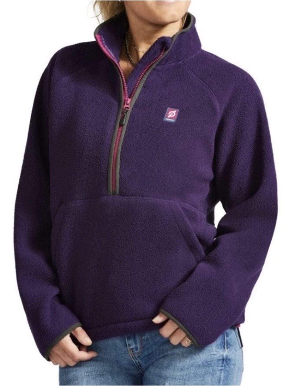 Peloton Chalet Lightweight Sherpa 1/2 Zip Purple Sweatshirt Sz.M Athlesiure Gym